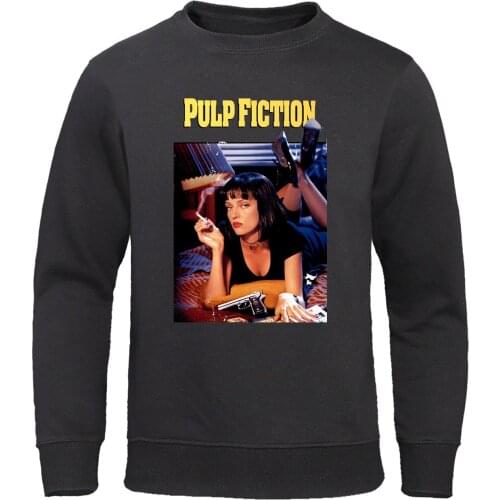2019 Autumn Winter Hoodies Fashion Streetwear Pulp Fiction Mens Tracksuit Funny Print Hooded Sweatshirts Warm Fleece Men Hoody
