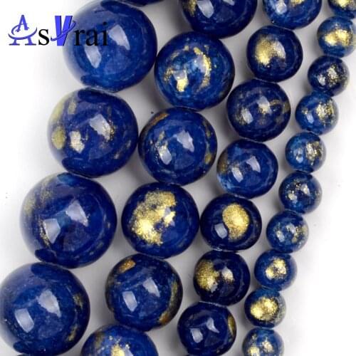 Natural Stone 4 6 8 10mm Dark Blue Jades Beads For Jewelry Making Round Loose Spacer Beads DIY Bracelet Necklace Accessories 15"