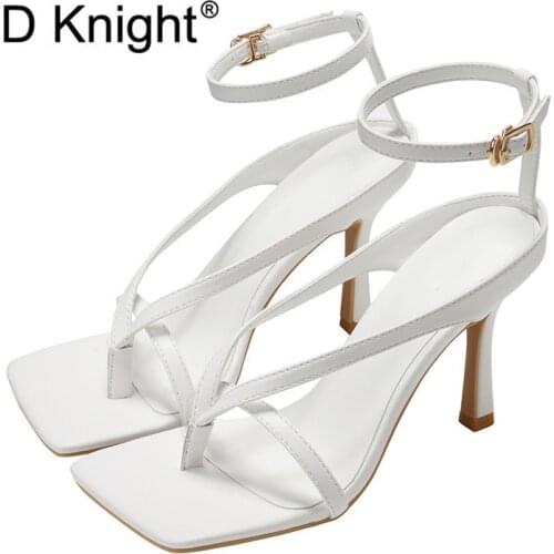 2020 New Fashion Ankle Strap Sandals Clip Toe Gladiator Woman Sandals High Heels Buckle Thin Small Heel Sandals Dress Pumps Shoe