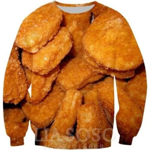 New chicken nugget Funny 3D Print Causal Clothing Fashion Men Women Tracksuits Crewneck Hip Hop sweater Plus Size S-7XL harajuku