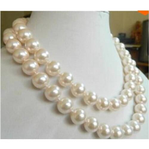 Charming!10mm White Sea Shell Pearl Necklace 32"AAA GE228 Factory Wholesale price Women Gift word Jewelry