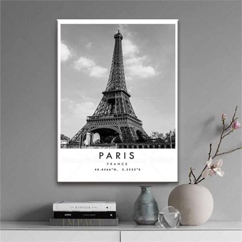 Paris Poster Prints Black White France City Travel Vintage Canvas Painting Fashion Picture Wall Art for Modern Home Decor