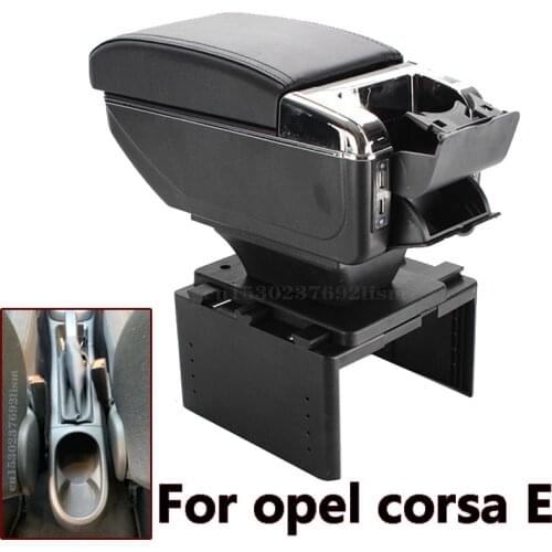 For Opel Corsa E Armrest Box Central Content Storage Box with Cup Holder Ashtray Accessories USB Charging