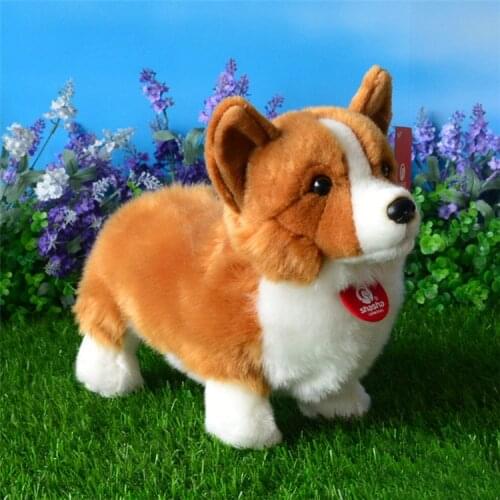 Lifelike Standing Version Welsh Corgi Pembroke Plush Toys Solid Color Corgi Dog Stuffed Animal Toy Kids Toys Christmas Gifts