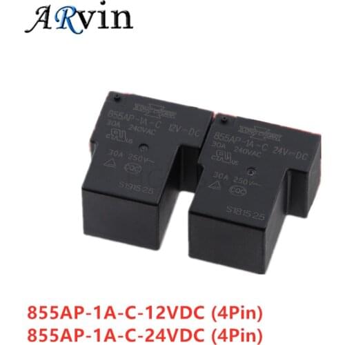 5PCS Power Relay 855AP-1A-C-12VDC 12V 855AP-1A-C-24VDC 24V 4PINS 30A