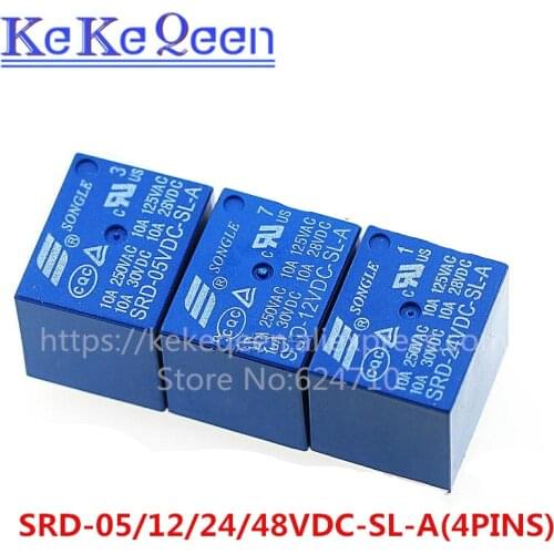 Relays SRD-05VDC-SL-A SRD-12VDC-SL-A SRD-24VDC-SL-A SRD-48VDC-SL-A a group of nomally open 05V 12V 24V 48V 10A 250V 4PIN T73