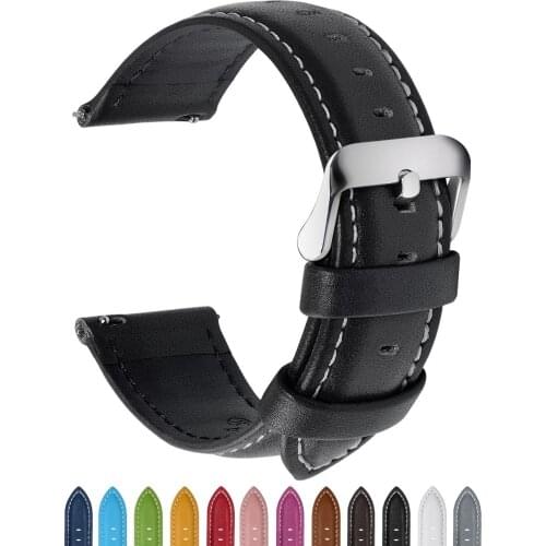 15 Colors Genuine Leather Watch Band, Fullmosa Quick Released Watch Strap Watch Accessory for Men/Women Wristband 20mm