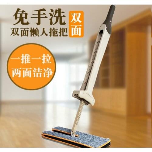 Self-Wringing Double Sided Flat Mop Telescopic Comfortable Handle Mop Floor Cleaning Tool For Living Room Kitchen