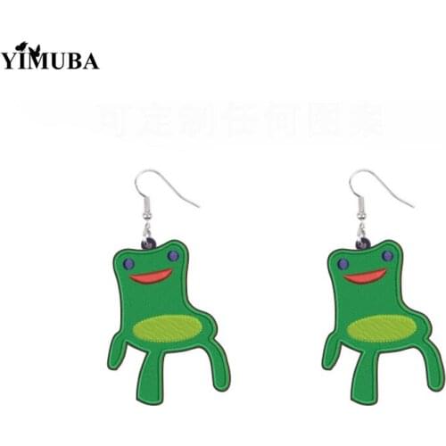 Happy Green Cartoon Frog Chairs Acrylic Earrings for Women Girls Fashion Personality Toys Drop Earrings Cute Animal Accessories
