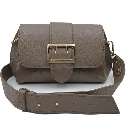 Womens cross body bag Catania, genuine leather, Italy, wide leather belt, small