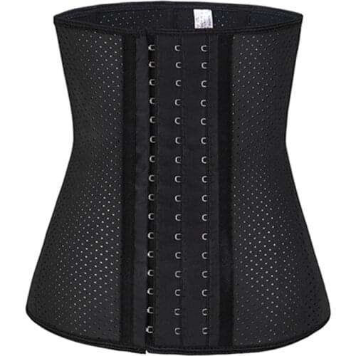 Fiber Win Black Waist Trainer Body Shaper Corset Slimming Belt Complexion Breathable Breasted Bustier Gaine Amincissante Femme