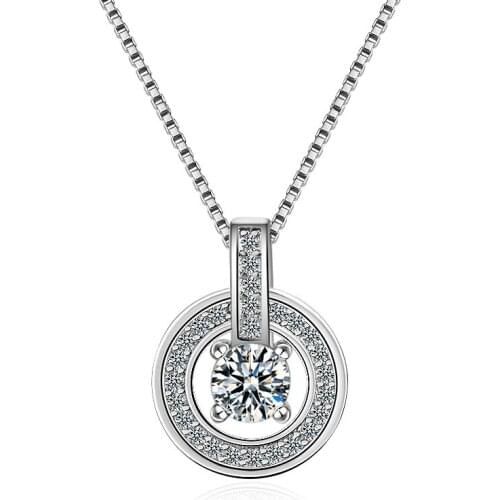 925 Sterling Silver New Fashion Shiny Zircon Pendant Necklaces for Women Box Chain Jewelry Christmas Gift Hot Sale Wholesale