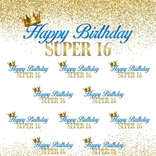 Golden Baby Happy 16th Birthday Party Crown Poster Portrait Backdrop for Photography Photo Backgrounds Photocall Photo Studiolv