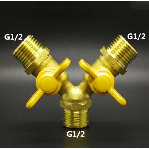 1/2'' BSP Male Thread Brass Y-Shaped Ball Valve 3 Way Shut Off Ball Valve Pipe Fitting Connector