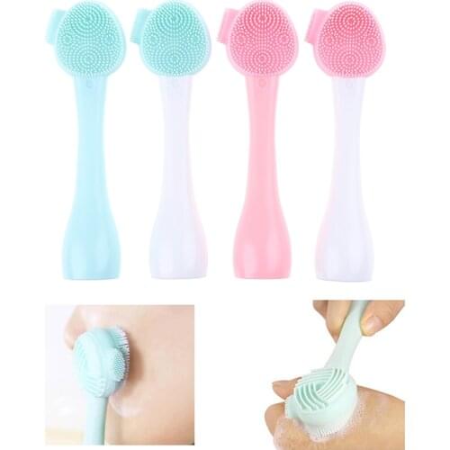 1pc 3D Face Cleaning Massage Face Wash Product Skin Care Tool Hot Double Side Silicone Face Cleansing Brush Size Portable
