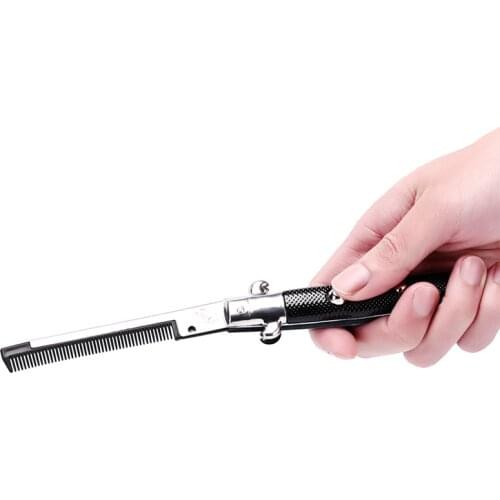1pcs Black Foldable Combs Brushes Hair Trimmer Comb Butterfly Pocket Knife Shape Comb Brush Accessories Hot Selling