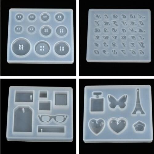 1PCS DIY Silicone Mold Resin Buttons Heart Letter Pendant Jewelry Making Mould Epoxy Pendant Craft Tool Handmade