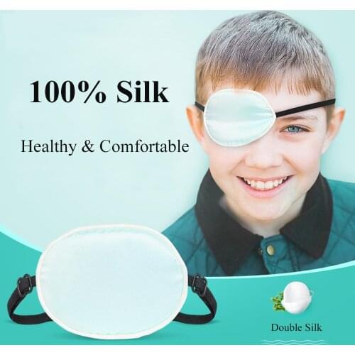 100% Pure Silk Pirate Eye Patch for Kids Adjustable Silk Pirate Eye Patches Lazy Eye Soft Single Pirate Patch with Elastic Strap