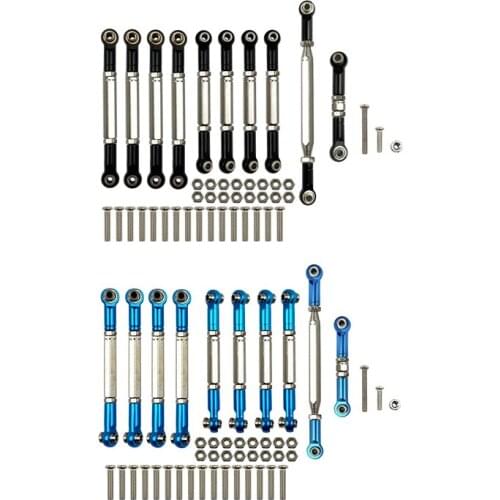2 Set for MN D90 D91 D96 D99S MN99S MN90 1/12 RC Car Upgrade Accessories Pull Rod Steering Link Rod Set,Black & Blue