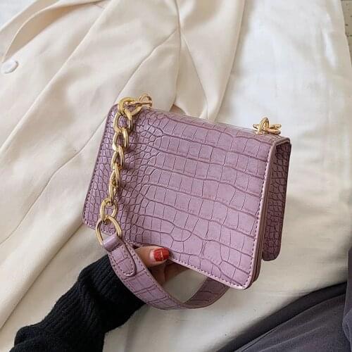 2020 Chain Female Shoulder Handbags Purses Travel Cross Body Bag Crocodile Pattern PU Leather Crossbody Bags For Women S2388