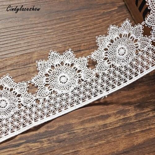 3 Yards Sunflower Water Soluble Lace Trims Ribbons Embroidered Lace Fabrics DIY Handmade Dress Edge Sewing Supplies Crafts Trims