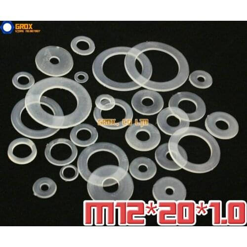 300 Pieces M12 x 20 x 1.0mm Soft Nylon Flat Washer Insulation Washer