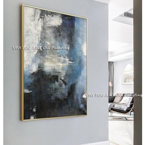 Abstract Black White Hand-painted Art Cuadros Minimalist Home Decor Wall pictures For living room bedroom Grey Canvas Paintings