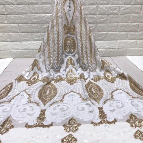 African Sequin Lace Fabric 2021 High Quality French Tulle Lace Fabric Nigerian Lace Embroidery Fabric Clothes J35061