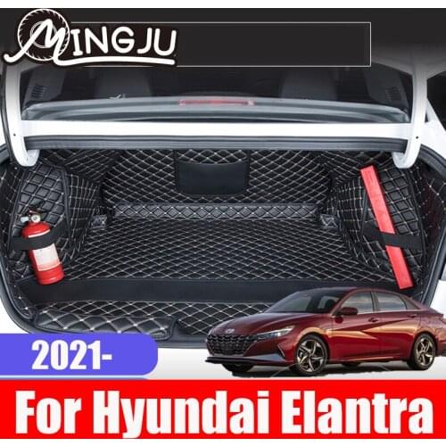 Car Styling Custom Rear Trunk Mat Leather Waterproof Auto Cargo Mats Liner Pad Carpet Accessories For Hyundai Elantra CN7 2021