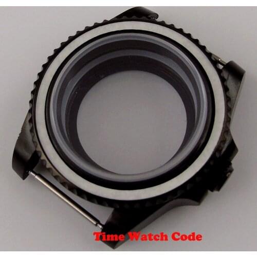 BLIGER Black 40mm Watch Case Parts With Sapphire Glass PVD Plated Fit Miyota NH35 Automatic Movement solid or glass caseback