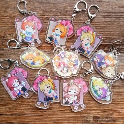 6cm Anime Keychain LoveLive Love Live Kotori Minami Nico Sleepy GirlSupr Cute Animal Twoside Print Keyrings Portachiavi Keychain