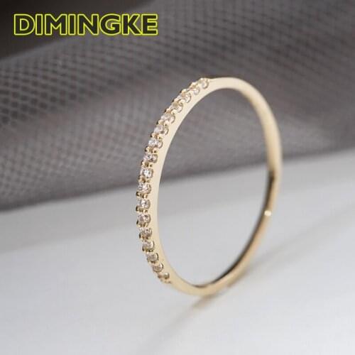 DIMINGKE 100% S925 Sterling Silver Jewelry 0.2CT High Carbon Diamond Female Ring Wedding Party Woman Gift