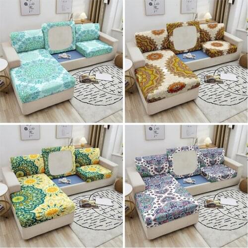 Mandala Elastic Sofa Seat Cushion Cover Sectional Stretch Seat Cushion Cover For Living Room Chaise Longue Slipcover 1-4 Seater