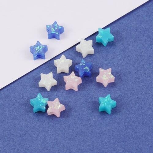 Fnixtar 8mm Synthetic Opal Star Charm Beads Hole Size 1.5mm Five-pointed Star Opal Stone Charm DIY Jewelry 20Piece/lot