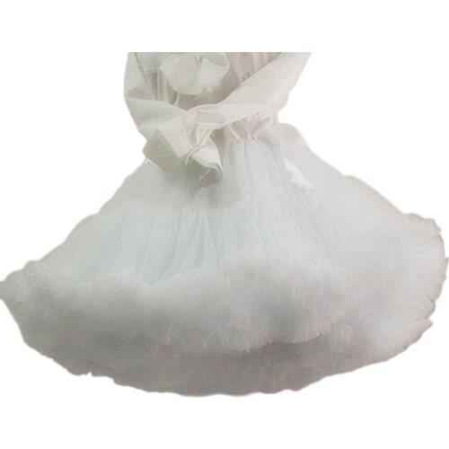 JIERUIZE White Black Soft Tulle Puffy Cosplay Petticoats Short Ball Gown Crinoline Bridal Petticoats Underskirt