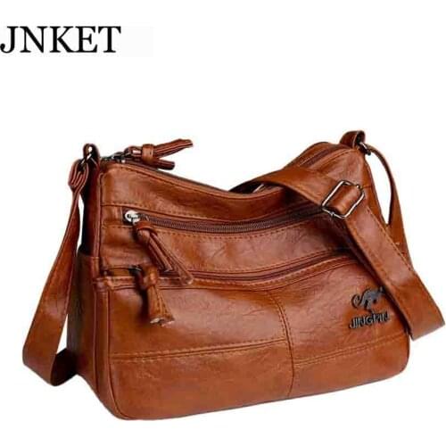 JNKET Retro Women Handbag PU Leather Bag Shoulder Bag Casual Crossbody Bag Ladies Sling Bag