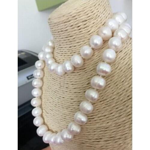 Classic12-13mm south sea baroque white pearl necklace 38"925silver