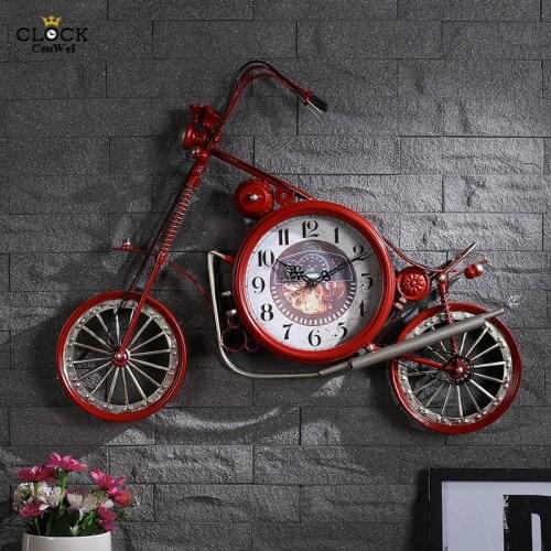 Creative Large 3d Retro Wall Clock Retro Iron Bicycle Clocks Shabby Chic American Wall Hanging wall clock