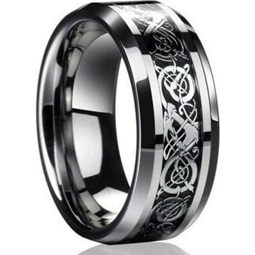 Fashion Men Celtic Dragon Carving Titanium Steel Wedding Band Ring Jewelry Gift