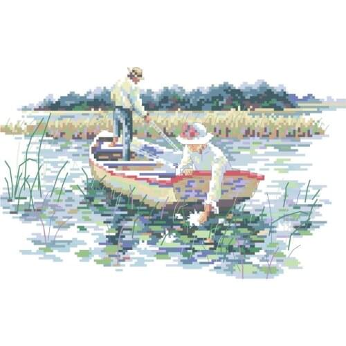 Waterlily Blossoms cross stitch package lovers 18ct 14ct 11ct cloth cotton thread embroidery DIY handmade needlework