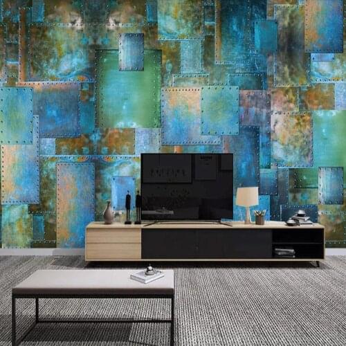 Custom mural wallpaper 3D generation simple industrial wind club iron metal wall decoration painting