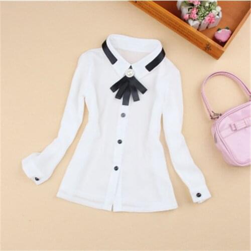 New 2017 spring child shirts for girls blouse children clothing kids clothes princess white school blouses girls clothes 2-16Y
