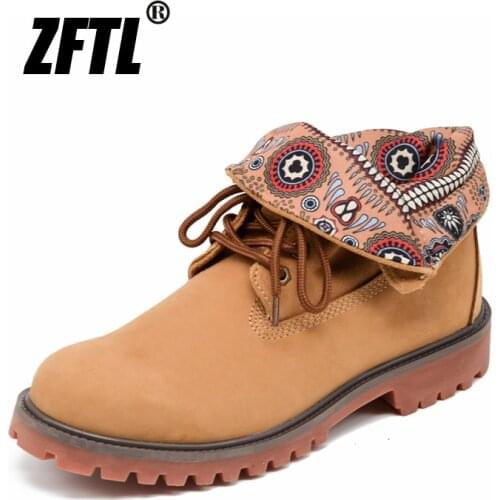 ZFTL New Mens Martins boots genuine leather big size women casual boots Couple boots lace-up Outdoor climbing boots tooling 119