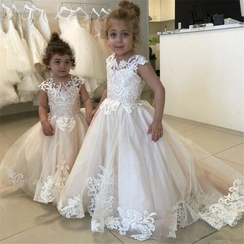 Flower Girl Dresses for Wedding Big Bow Appliques Long Little Pageant Gowns Girls First Communion Gowns for Weddings