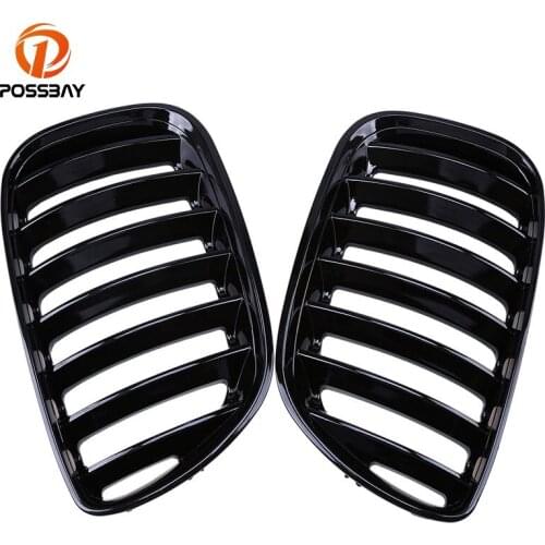 POSSBAY Gloss Black Front Kidney Center Hood Grilles Decoration for BMW X5 E53 3.0d/3.0i/4.4i 2003-2007 Facelift Sport Grill