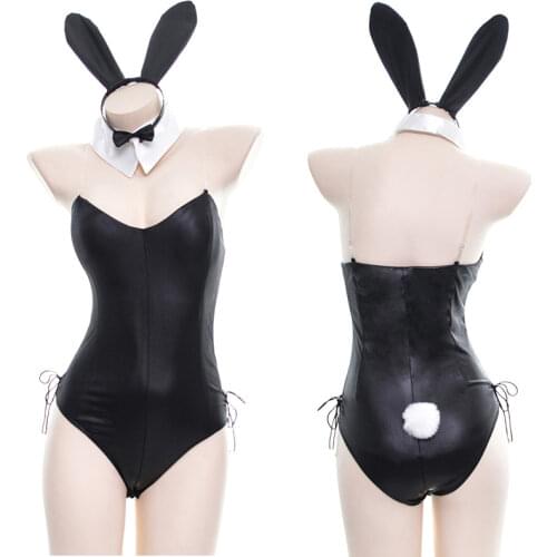 Sexy Halloween Customes Bunny Girl Anime Lingerie Cosplay Costume Women Faux Leather Comic Show Kawaii Cosplay Rabbit Uniform