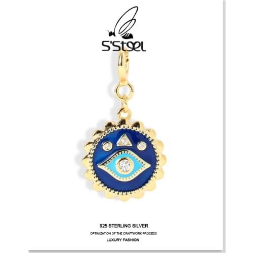 SSTEEL 925 Sterling Silver Pendant For Women Zircon Devils Eye Gold Necklace Pendants Joyas De Plata 925 Mujer Fine Jewelry