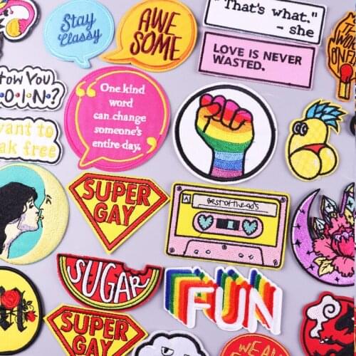 Colorful Letters Patches Stickers Embroidery Patch For Clothes Thermoadhesive Patch DIY Iron On Patches Anime Badge For Clothing