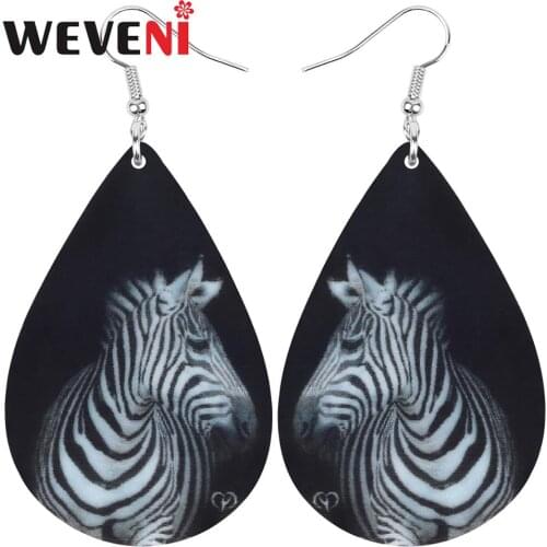WEVENI Acrylic Teardrop Stripe Zebra Earrings Animal Drop Dangle Jewelry For Women Girl Teen Kid Teen Charm Decoration Gift Bulk