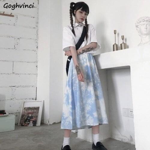 Skirts Women Harajuku Bf Cargo Tie Dye Korean Style Student A-line Club Streetwear Summer Baggy All-match Fashion Leisure Chic